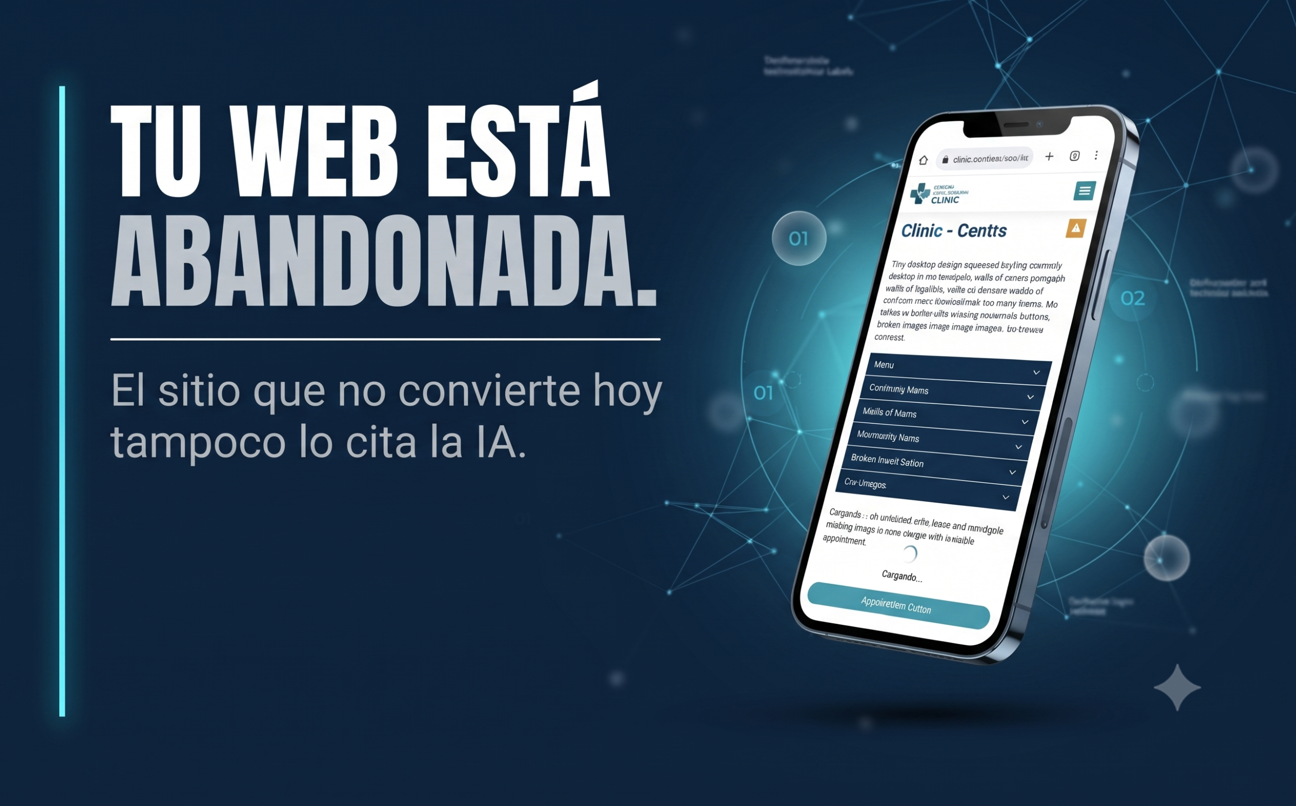 Sitios web de instituciones médicas que no convierten ni aparecen en búsquedas de IA — ConquerBA